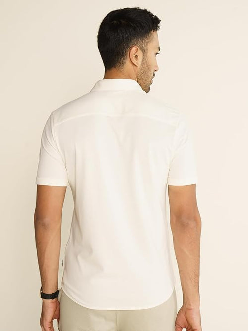 Men’s Constant All-Degree Half Sleeve Pique Textured Shirt – Regular Fit Cotton Blend