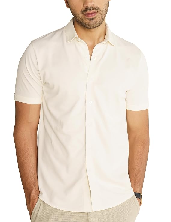 Men’s Constant All-Degree Half Sleeve Pique Textured Shirt – Regular Fit Cotton Blend