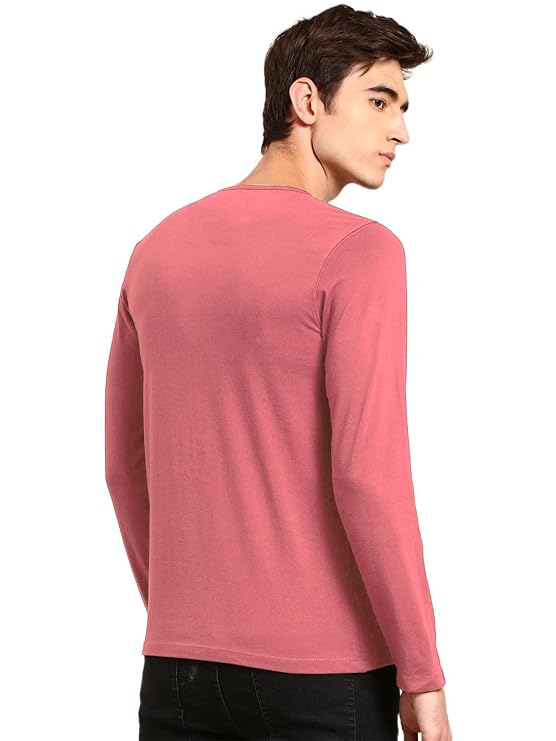Men’s Full Sleeve Henley Neck Cotton Blend T-Shirt – Solid Regular Fit Casual Wear