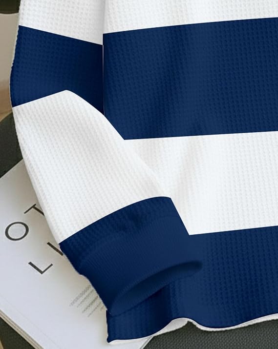 Men’s Stylish Half-Zip Textured Striped T-Shirt – Full Sleeve Collared Neck Casual Wear